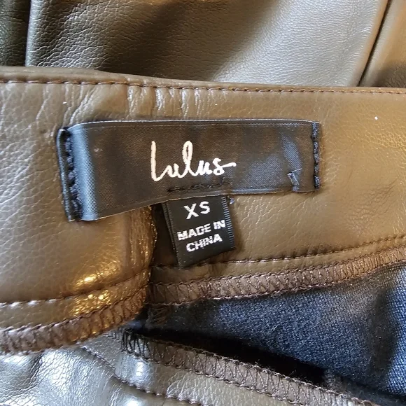 Lulus Kick It Dark Brown Vegan Leather High-Waisted Trouser Pants - Size XS - Picture 10 of 10